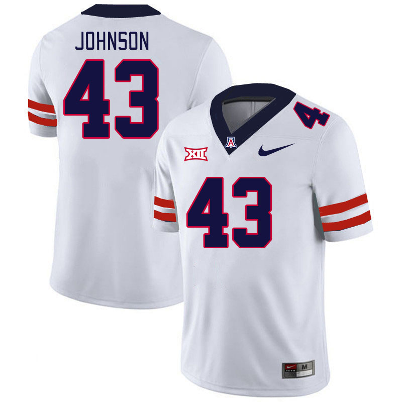 Arizona Wildcats #43 Dalton Johnson Big 12 Conference College Football Jerseys Stitched Sale-White